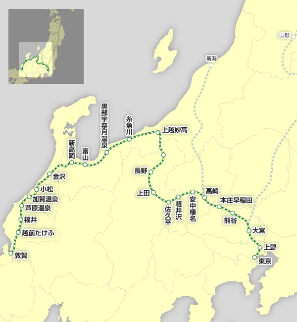 北陸新幹線停車駅マップ