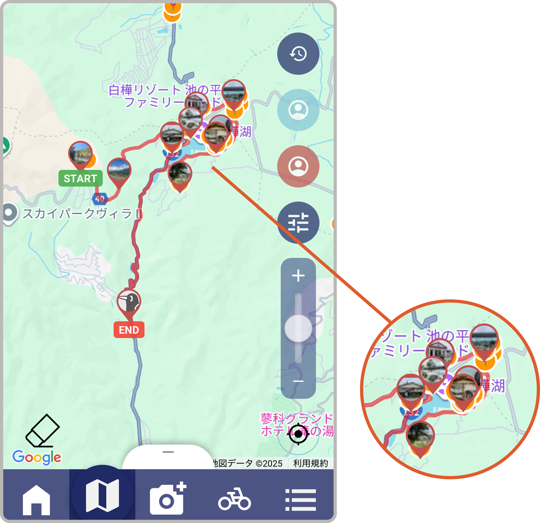 Seek Crowのマップ機能のスクリーンショット