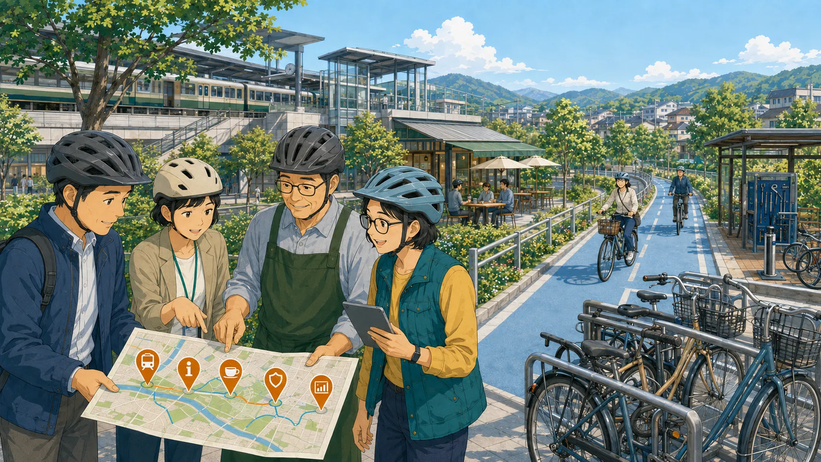 自転車が地域に根づくための移動、情報、立ち寄り、安全、データ活用の5つの鍵